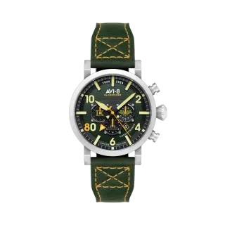 AVI-8 Dambuster Operation Catechism 80th Dual Time Chronograph Bat Green AV412402