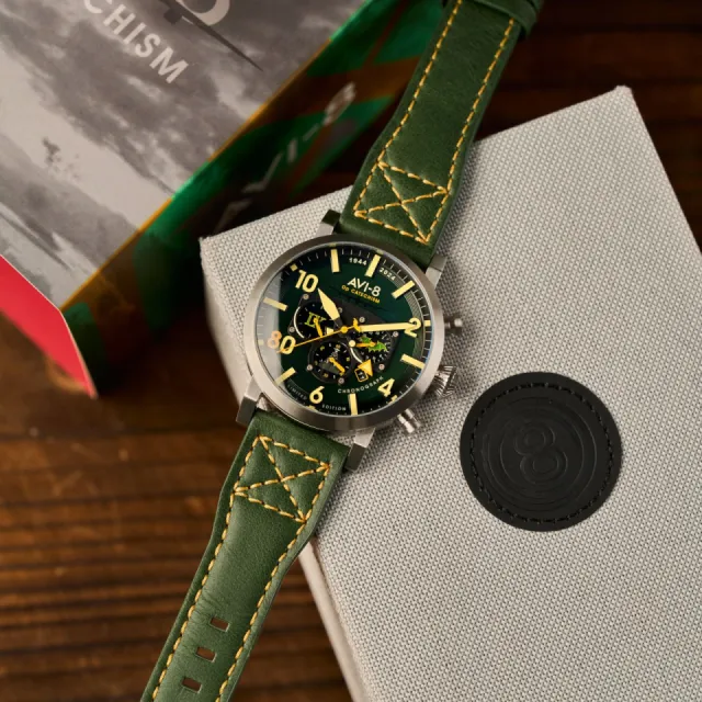 AVI-8 Dambuster Operation Catechism 80th Dual Time Chronograph Bat Green AV412402 Görsel 7