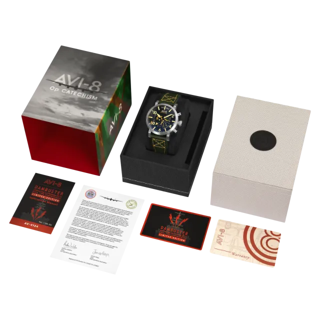AVI-8 Dambuster Operation Catechism 80th Dual Time Chronograph Bat Green AV412402 Görsel 10