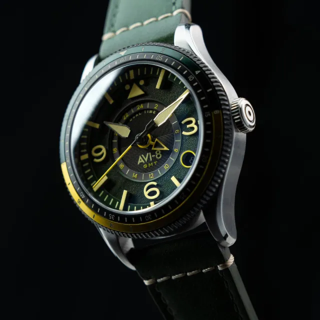 AVI-8 Flyboy Airmaster GMT Automatic Fuselage Green AV412803 Görsel 8