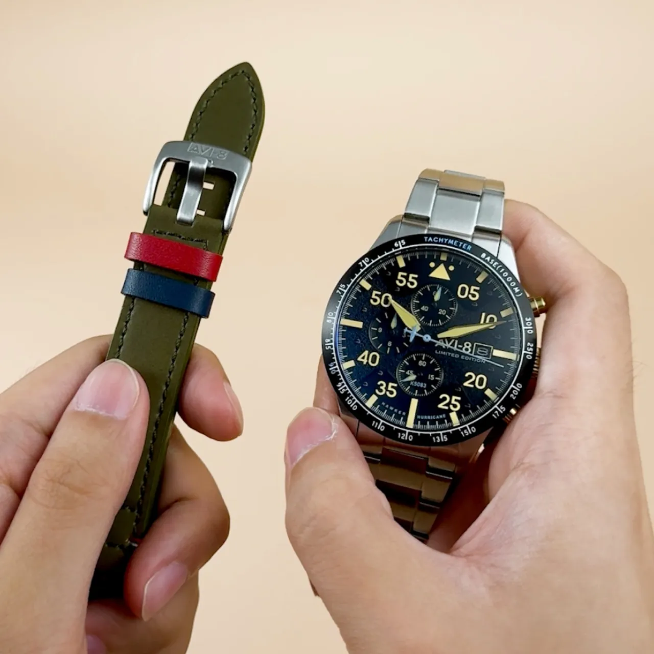 AVI-8 Hawker Hurricane 90th Anniversary Chronograph Limited Edition Thunder Black AV413011 detay görseli 1