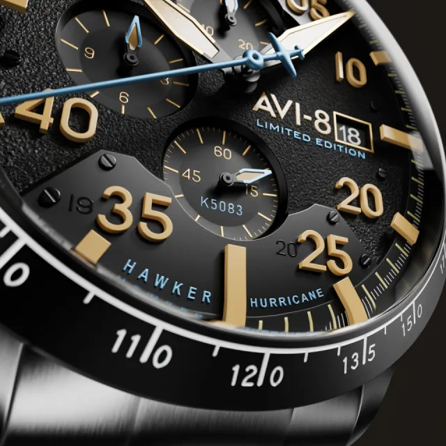 AVI-8 Hawker Hurricane 90th Anniversary Chronograph Limited Edition Thunder Black AV413011 Görsel 5