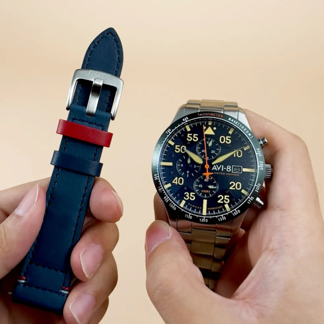 AVI-8 Hawker Hurricane 90th Anniversary Chronograph Limited Edition Blue AV413022 detay görseli 1