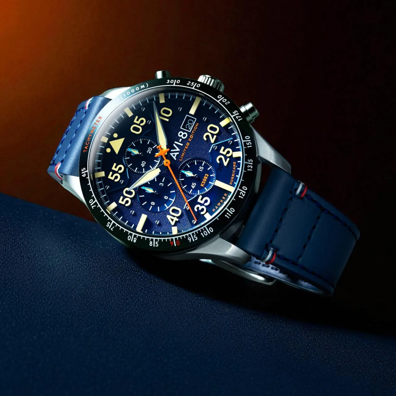 AVI-8 Hawker Hurricane 90th Anniversary Chronograph Limited Edition Blue AV413022 detay görseli 3