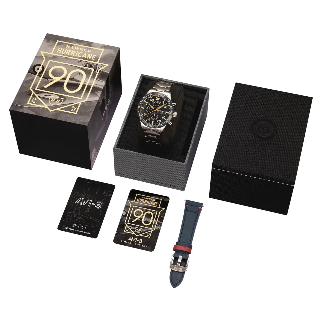 AVI-8 Hawker Hurricane 90th Anniversary Chronograph Limited Edition Blue AV413022 detay görseli 5