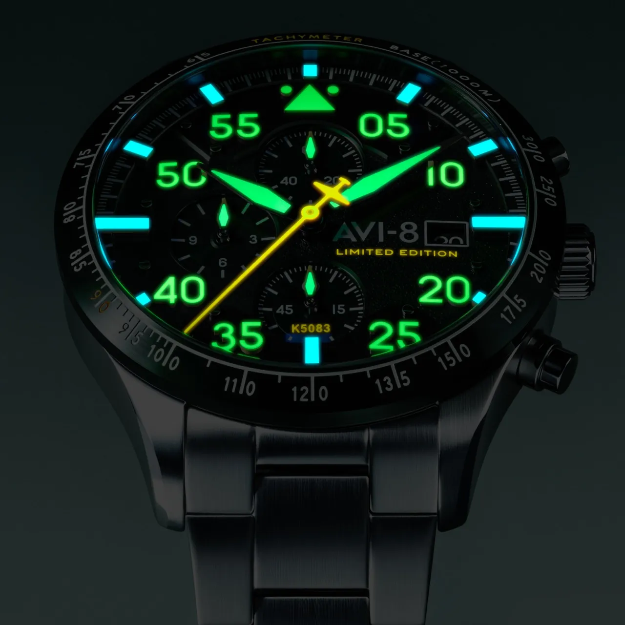 AVI-8 Hawker Hurricane 90th Anniversary Chronograph Limited Edition Tarmac Green AV413033 detay görseli 4