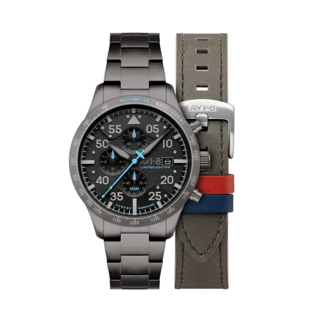 AVI-8 Hawker Hurricane 90th Anniversary Chronograph Limited Edition Hangar Grey AV413044 Görsel 1