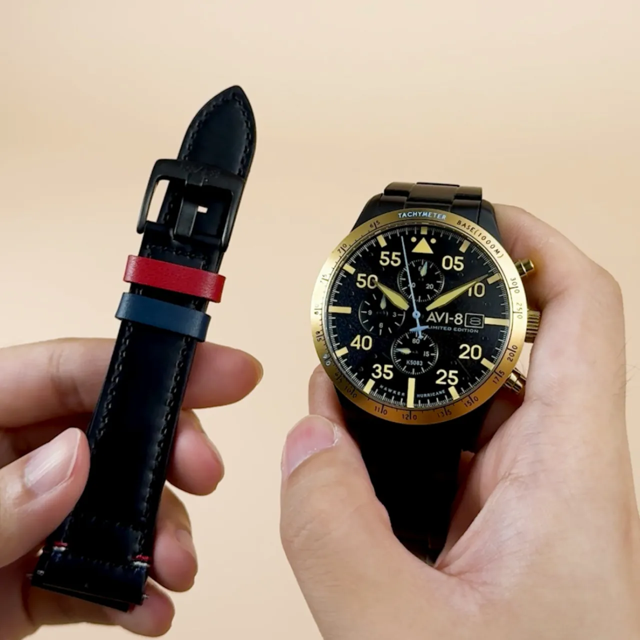 AVI-8 Hawker Hurricane 90th Anniversary Chronograph Limited Edition Altitude Black AV413055 detay görseli 1