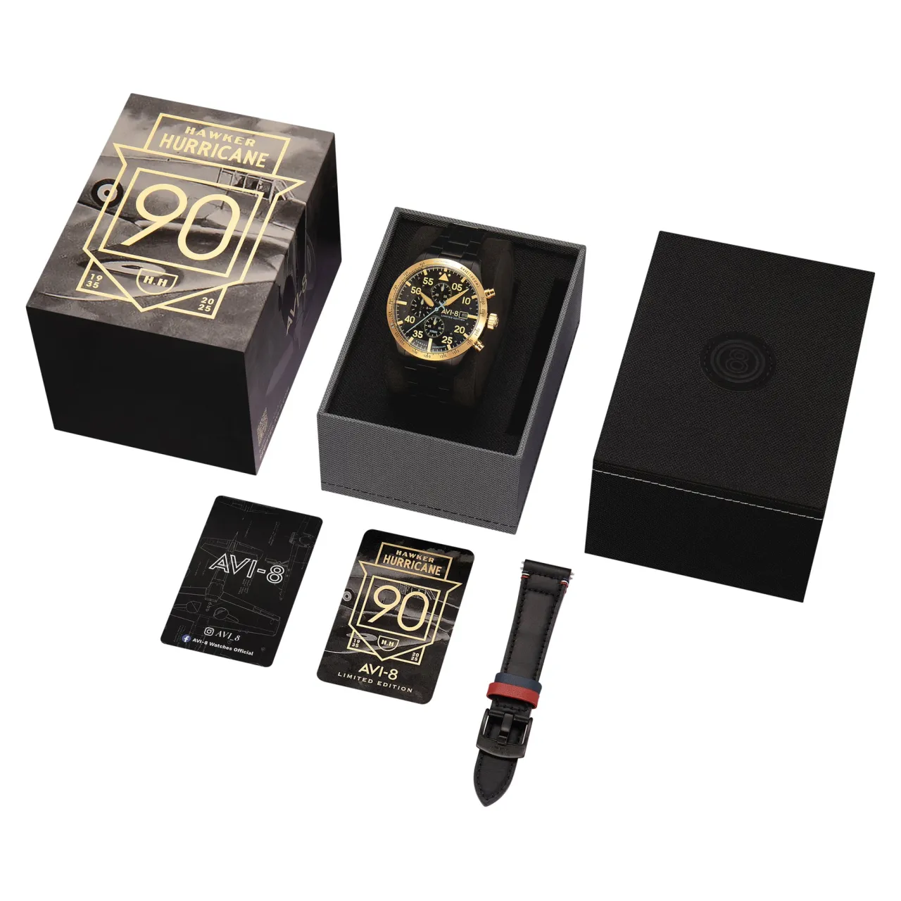 AVI-8 Hawker Hurricane 90th Anniversary Chronograph Limited Edition Altitude Black AV413055 detay görseli 5