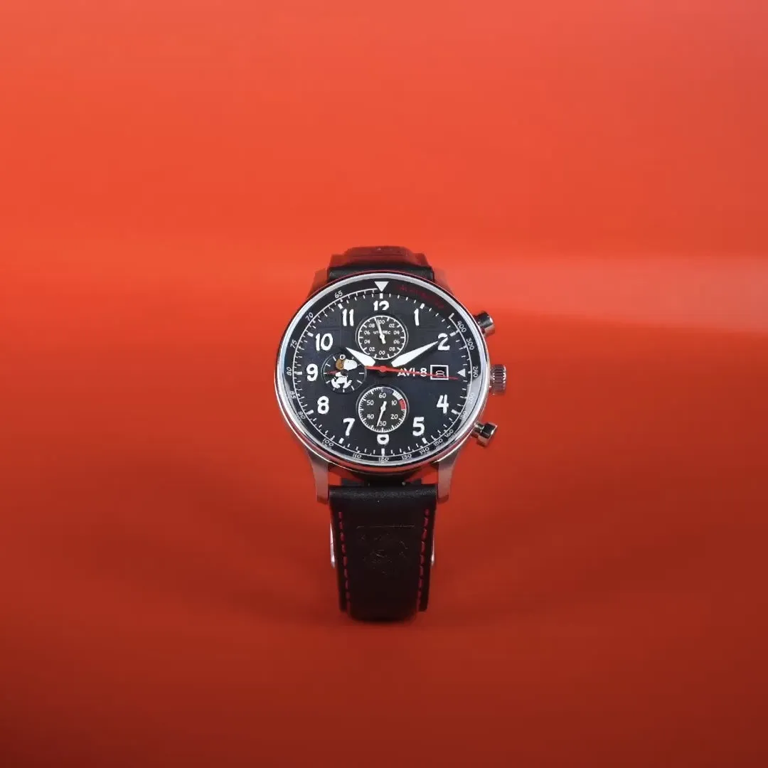 AVI-8 Hawker Hurricane Classic Chronograph Peanuts Snoopy Flying Ace Limited Edition Black AV413201 detay görseli 1