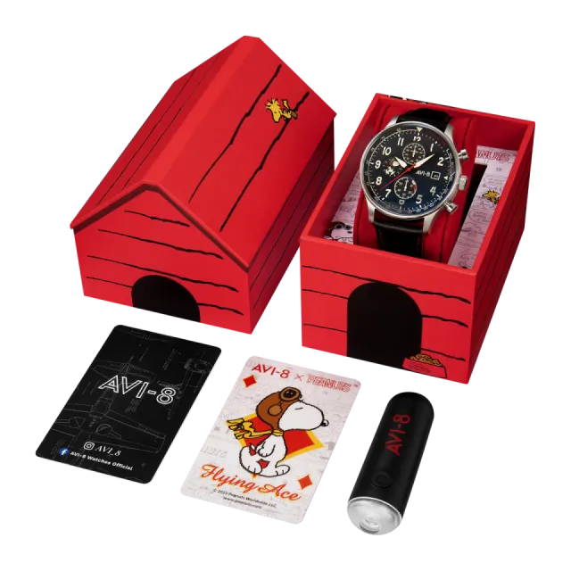 AVI-8 Hawker Hurricane Classic Chronograph Peanuts Snoopy Flying Ace Limited Edition Black AV413201 Görsel 8