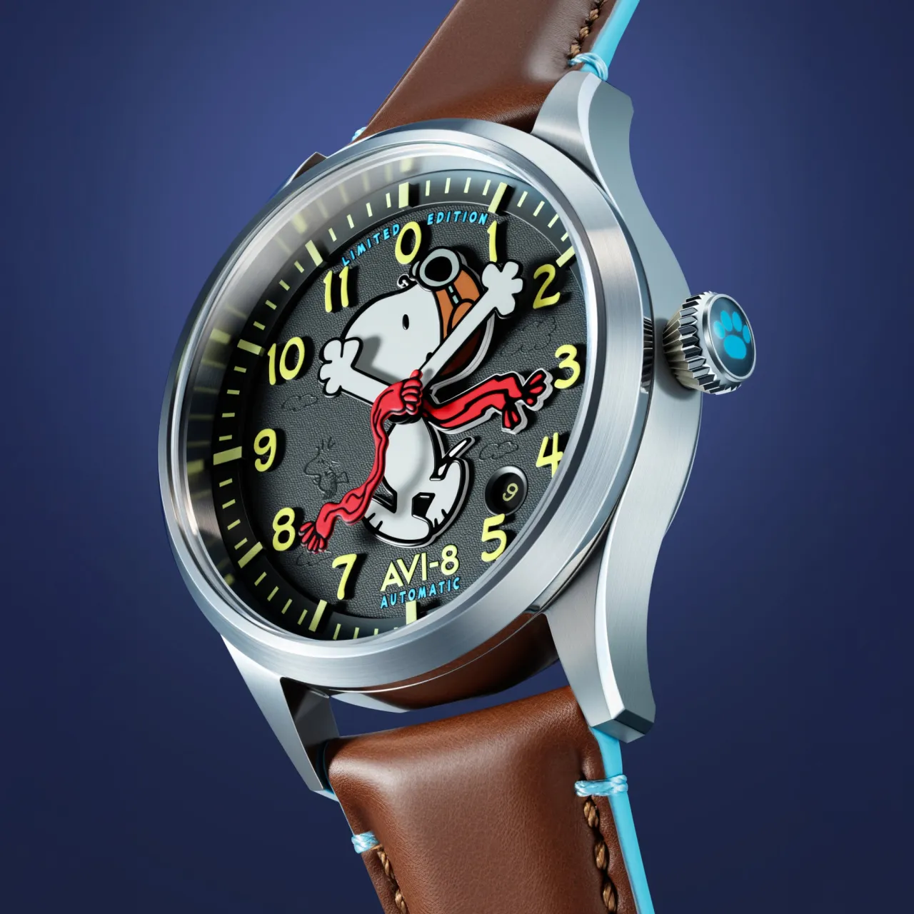 AVI-8 Flyboy Engineer Automatic Peanuts Snoopy Flying Ace Limited Edition Grey AV413303 detay görseli 3