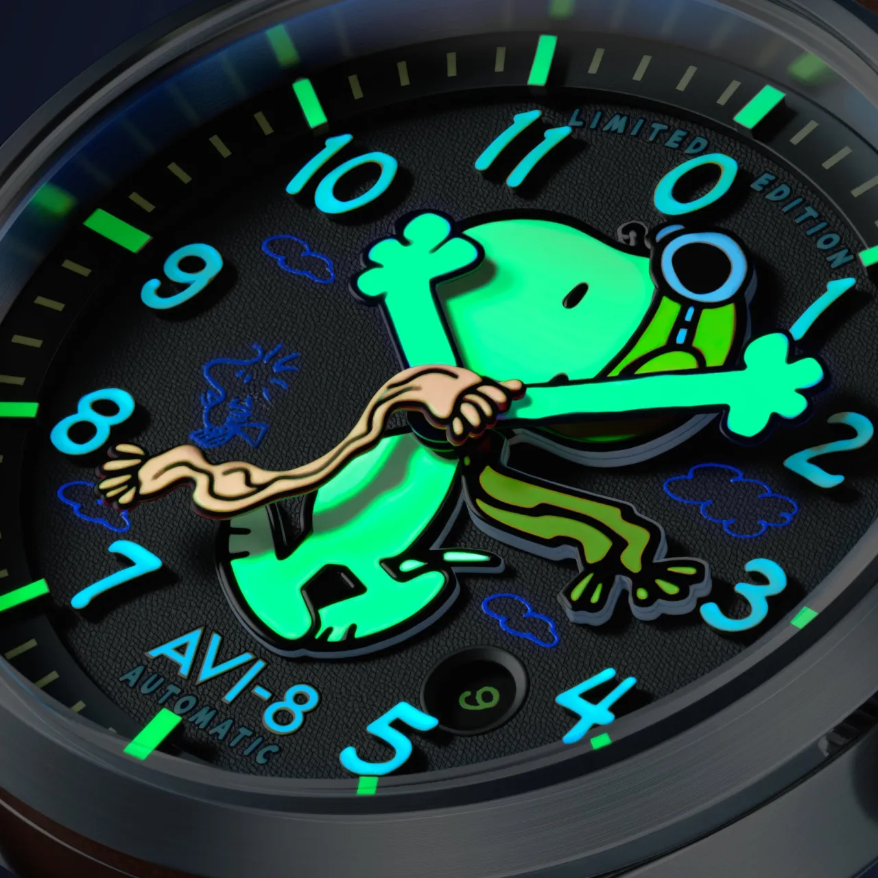 AVI-8 Flyboy Engineer Automatic Peanuts Snoopy Flying Ace Limited Edition Grey AV413303 detay görseli 4