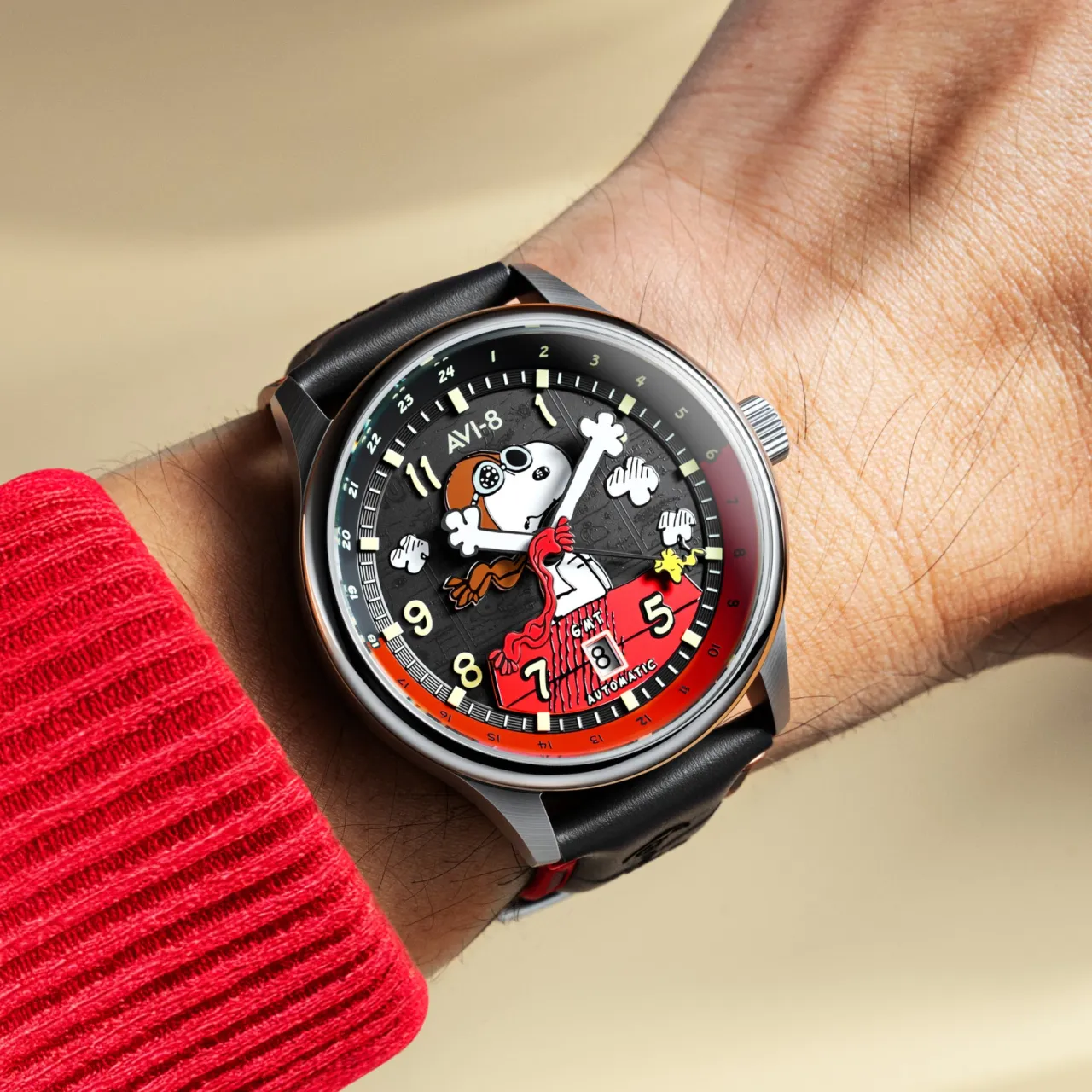 AVI-8 Hawker Hurricane Kent GMT Automatic Black AV413601 detay görseli 2