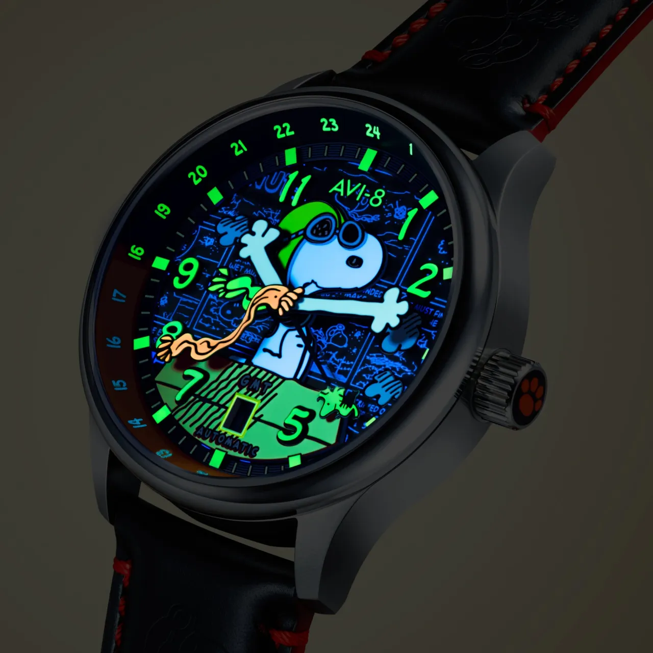 AVI-8 Hawker Hurricane Kent GMT Automatic Black AV413601 detay görseli 3