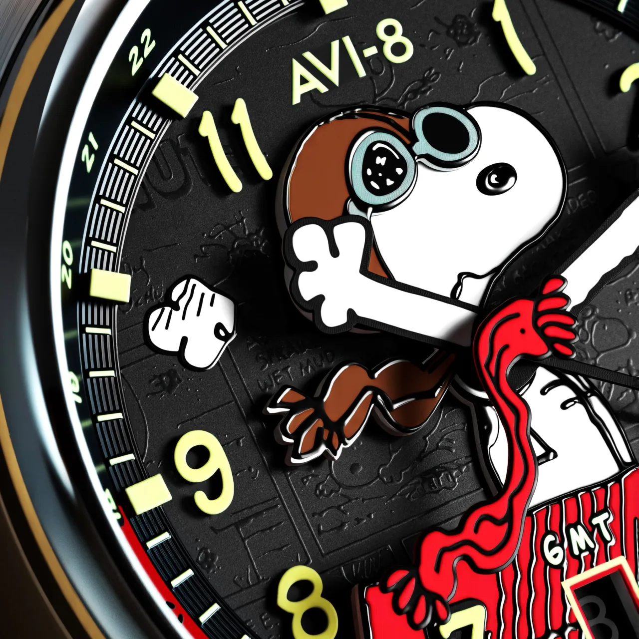 AVI-8 Hawker Hurricane Kent GMT Automatic Black AV413601 detay görseli 5