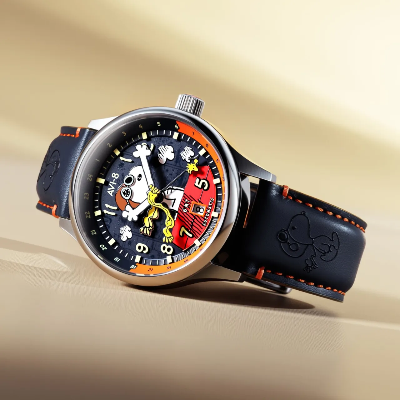AVI-8 Hawker Hurricane Kent GMT Otomatik Mavi AV413602 detay görseli 4