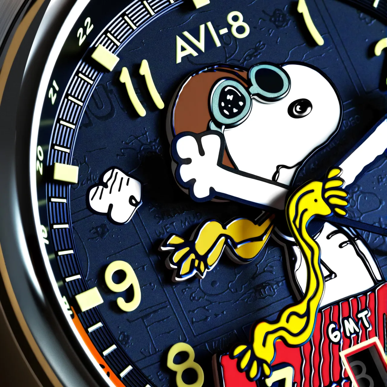 AVI-8 Hawker Hurricane Kent GMT Otomatik Mavi AV413602 detay görseli 5