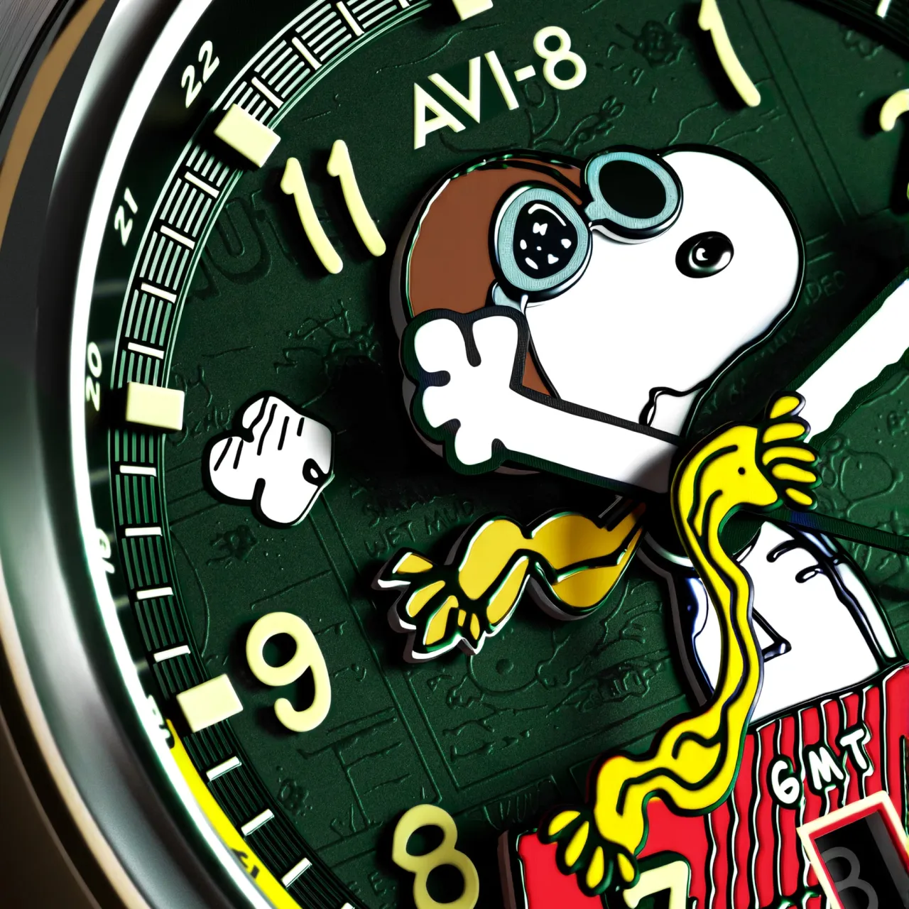 AVI-8 Hawker Hurricane Kent GMT Automatic Green AV413604 detay görseli 4