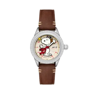 AVI-8 Flyboy Airmaster 40 Meca-Quartz Peanuts Snoopy Flying Ace Camel Brown AV413801