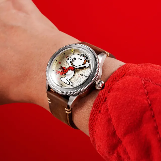 AVI-8 Flyboy Airmaster 40 Meca-Quartz Peanuts Snoopy Flying Ace Camel Brown AV413801 Görsel 3