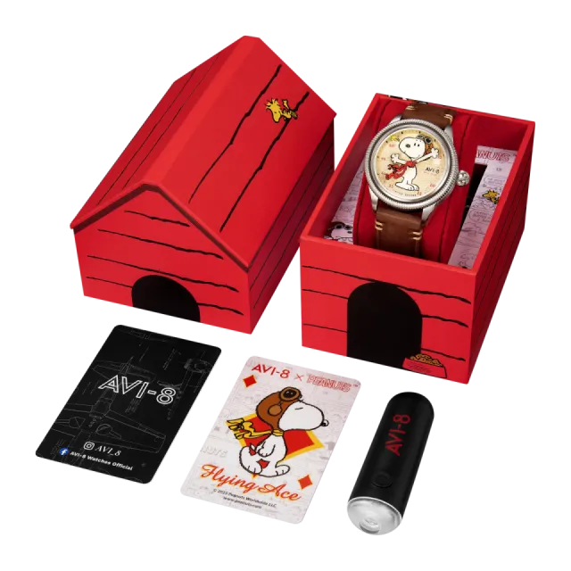 AVI-8 Flyboy Airmaster 40 Meca-Quartz Peanuts Snoopy Flying Ace Camel Brown AV413801 Görsel 9