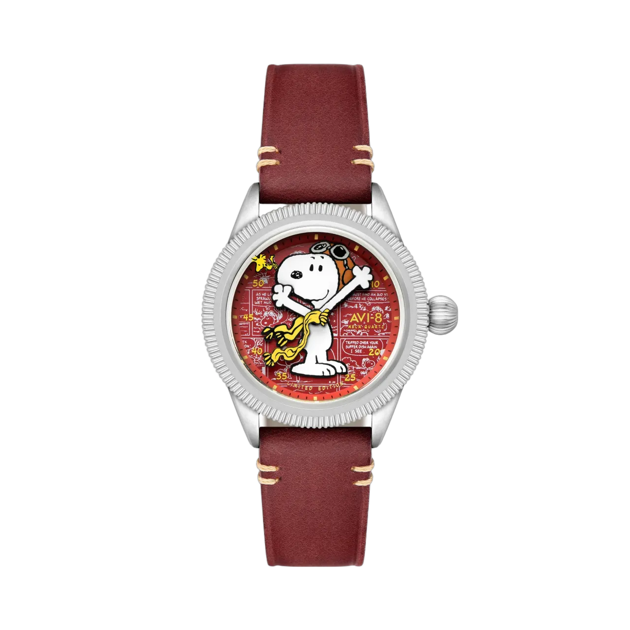 AVI-8 Flyboy Airmaster 40 Meca-quartz Peanuts Snoopy Flying Ace Limited Edition Doghouse Red AV413802