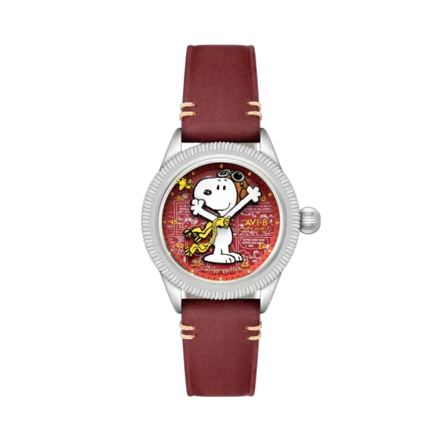 AVI-8 Flyboy Airmaster 40 Meca-quartz Peanuts Snoopy Flying Ace Limited Edition Doghouse Red AV413802 Görsel 1