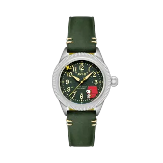 AVI-8 Flyboy Airmaster 40 Meca-Quartz Peanuts Snoopy Flying Ace Limited Edition Doghouse Green AV413901