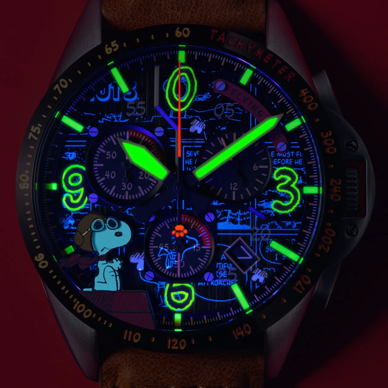 AVI-8 P-51 Mustang Blakeslee Chronograph Biplane Brown AV414002 detay görseli 4