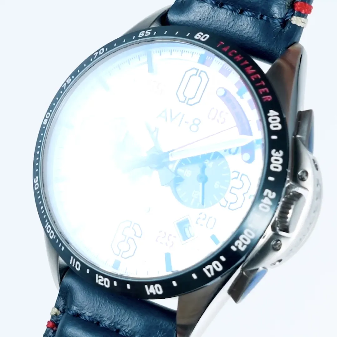 AVI-8 P-51 Mustang Kindelberger Chronograph Slipstream Silver AV414301 detay görseli 1