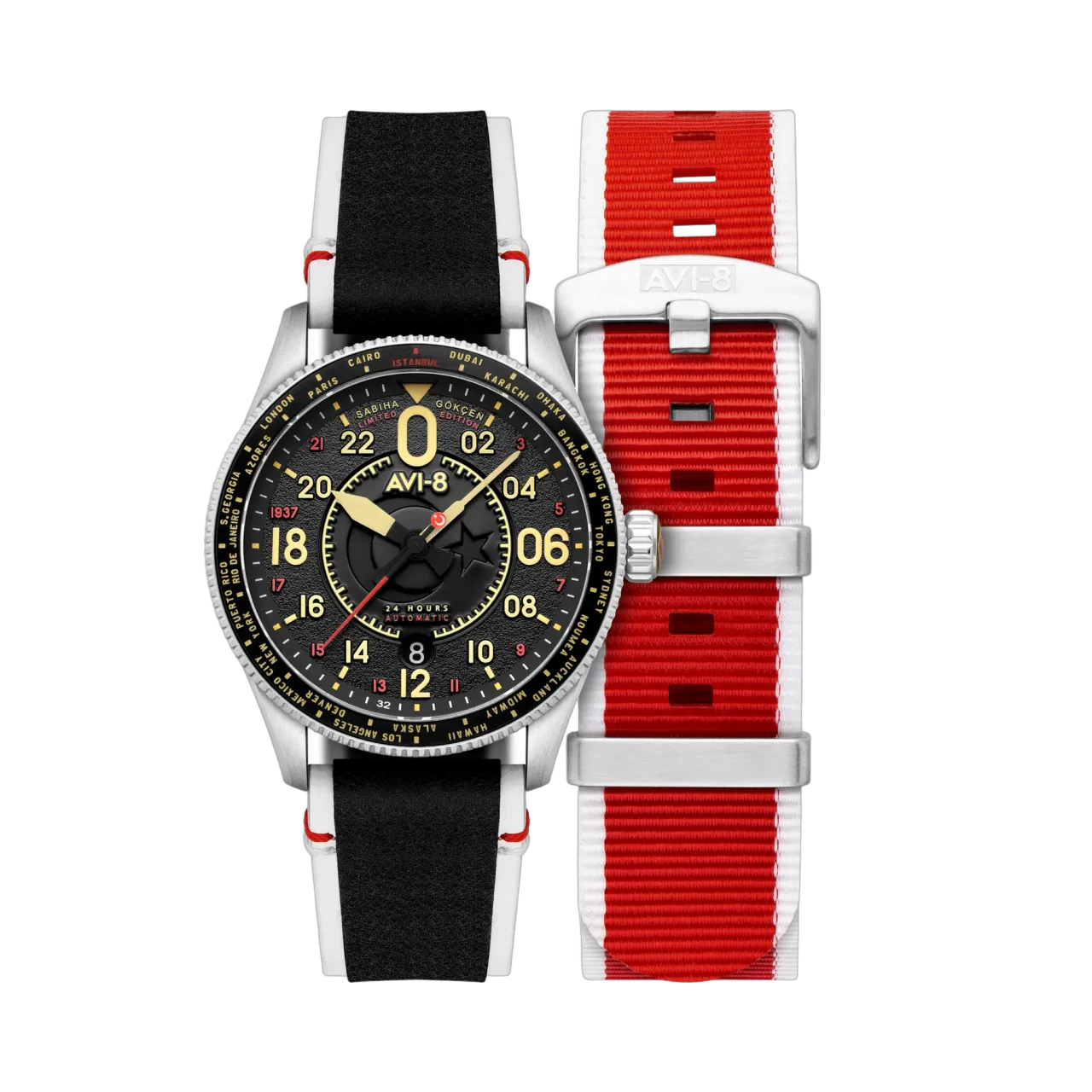 AVI-8 Spitfire Sabiha Gökçen 24 Hour Automatic Black AV414401