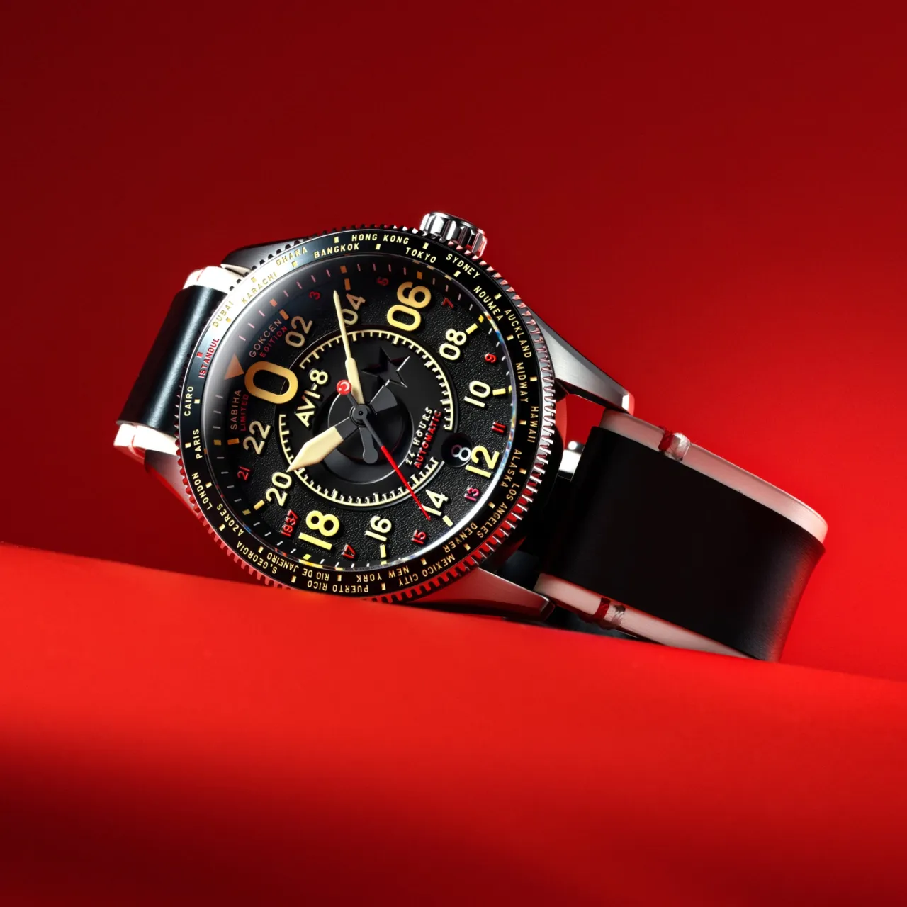 AVI-8 Spitfire Sabiha Gökçen 24 Hour Automatic Black AV414401 detay görseli 3