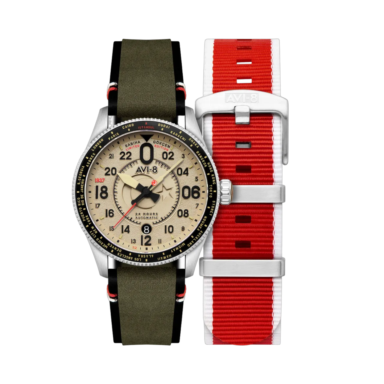 AVI-8 Spitfire Sabiha Gökçen 24 Hour Automatic Gökçen Khaki AV414403
