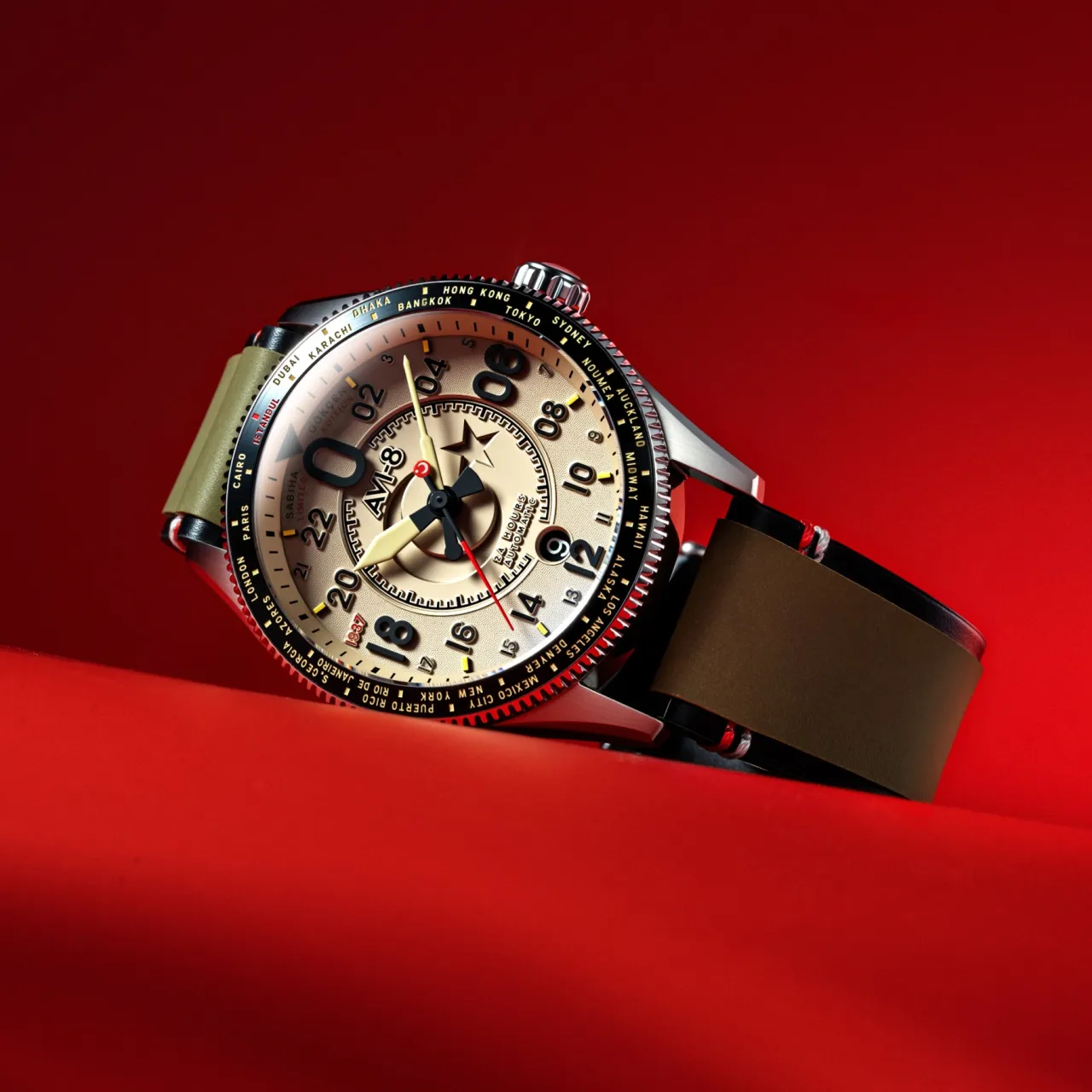 AVI-8 Spitfire Sabiha Gökçen 24 Hour Automatic Gökçen Khaki AV414403 detay görseli 3
