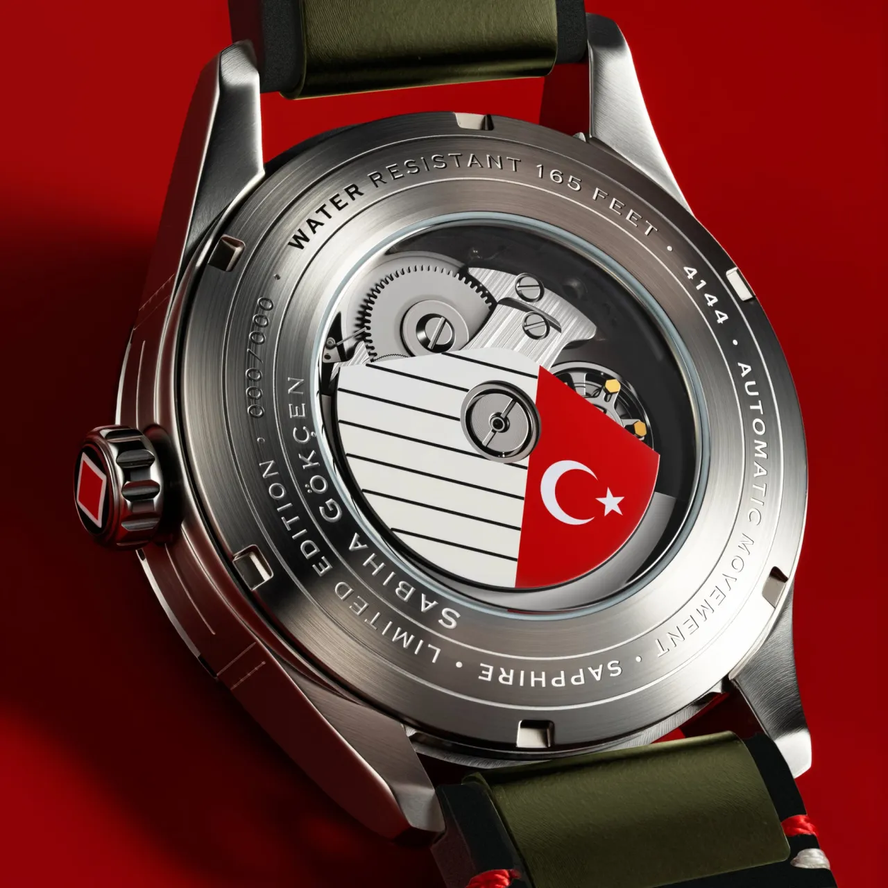 AVI-8 Spitfire Sabiha Gökçen 24 Hour Automatic Gökçen Khaki AV414403 detay görseli 5