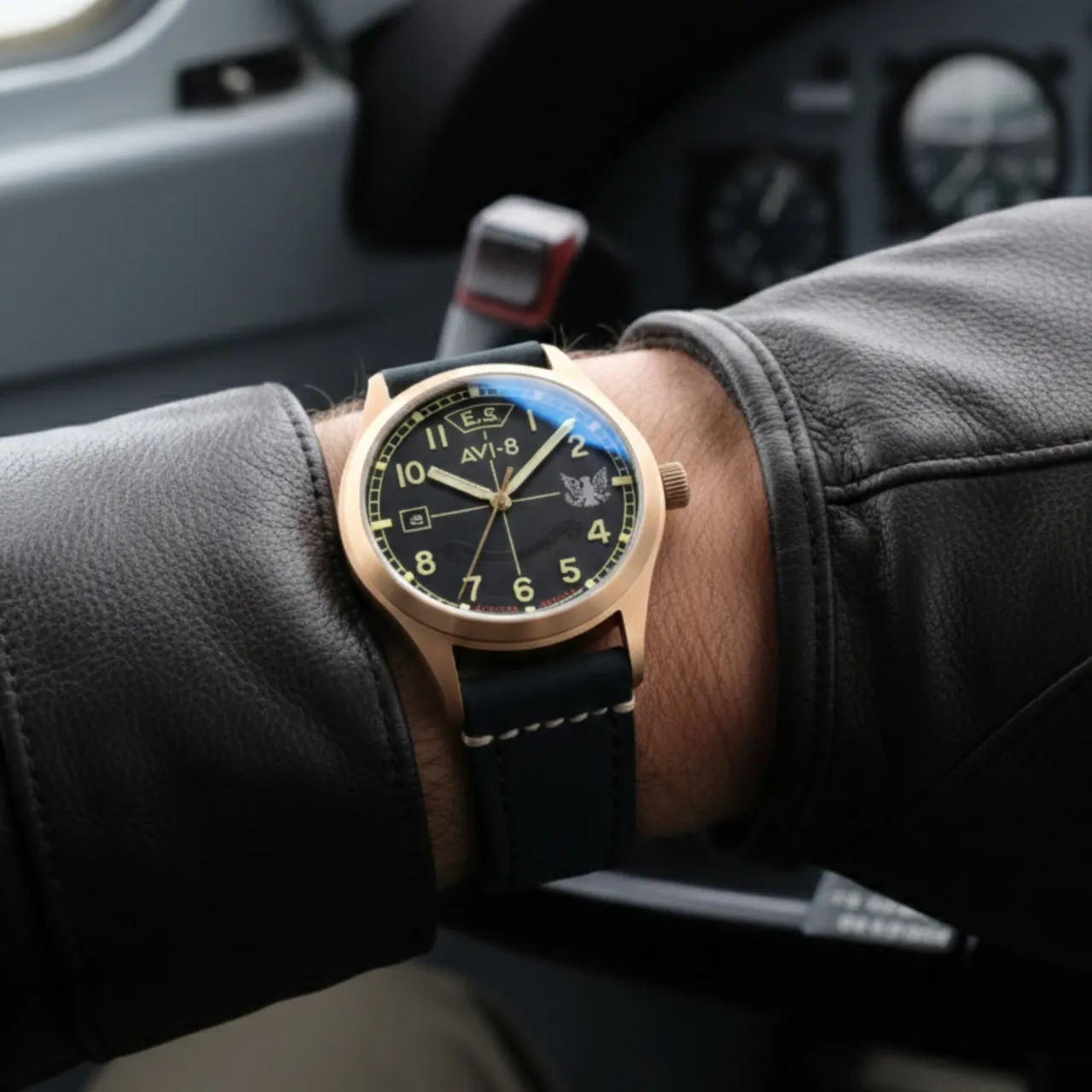 AVI-8 Flyboy Eagle Squadron Automatic Bronze Black AV414501 detay görseli 2