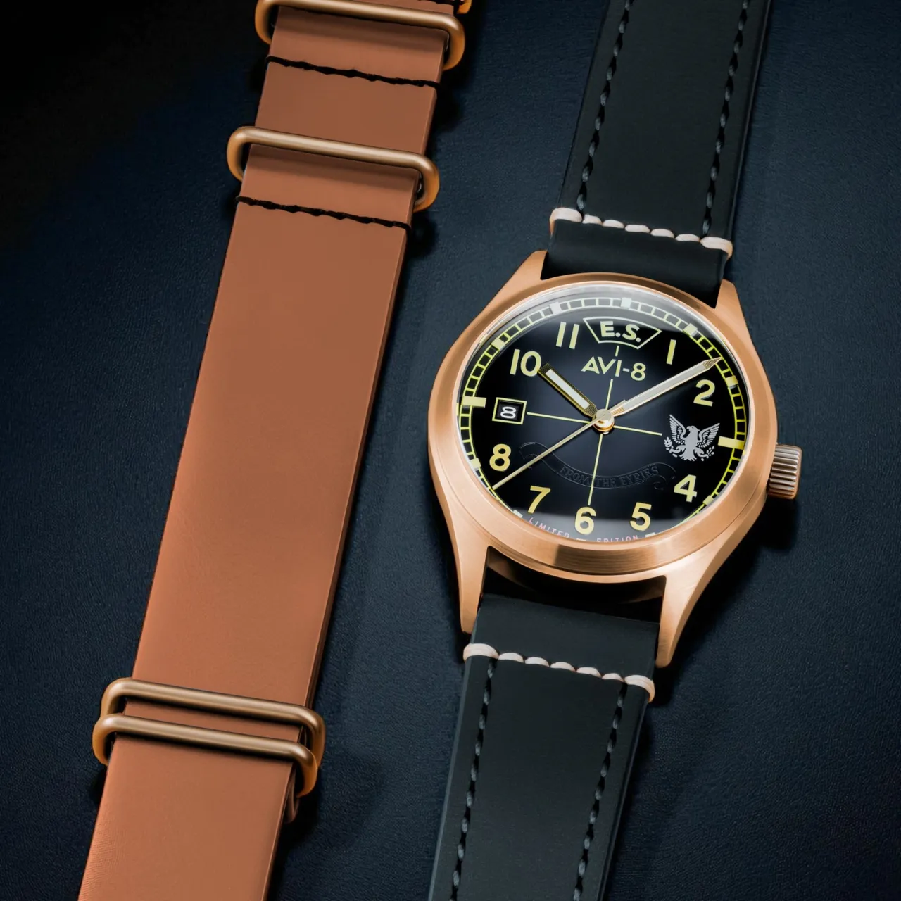 AVI-8 Flyboy Eagle Squadron Automatic Bronze Black AV414501 detay görseli 3
