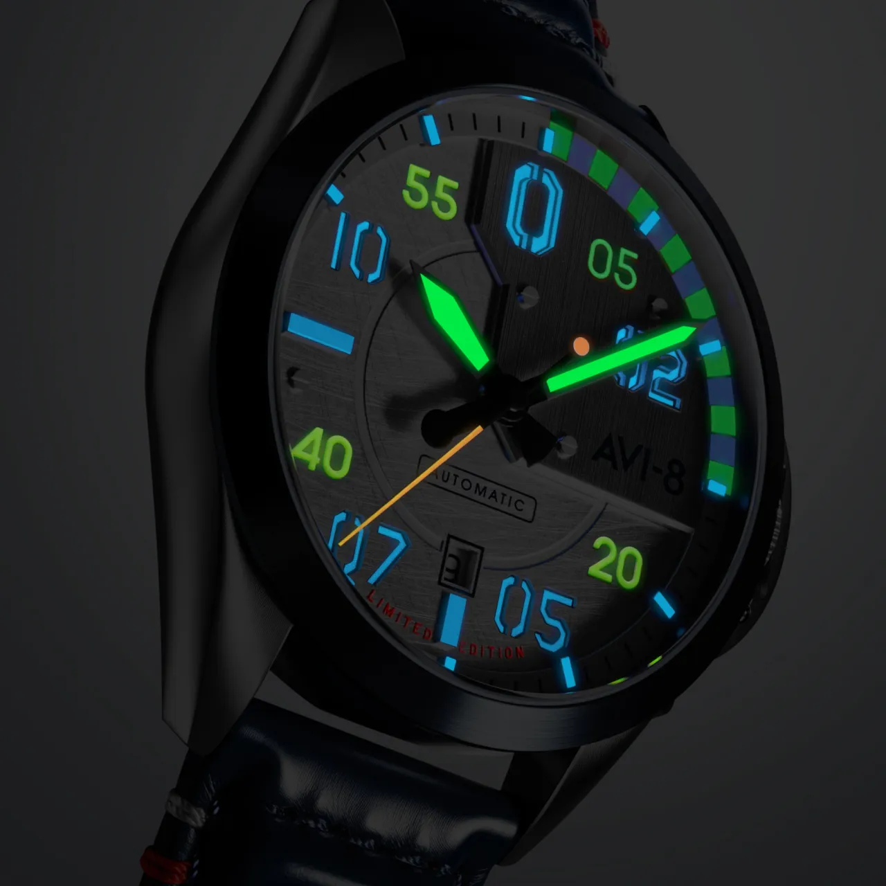 AVI-8 P-51 Mustang Hitchcock Automatic Silver AV414601 detay görseli 4