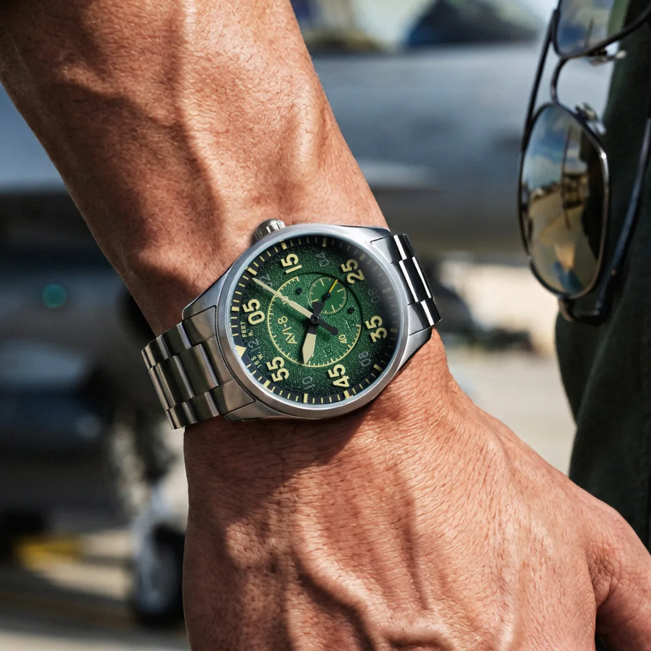 AVI-8 Spitfire Type 300 Automatic Green AV414722 detay görseli 2