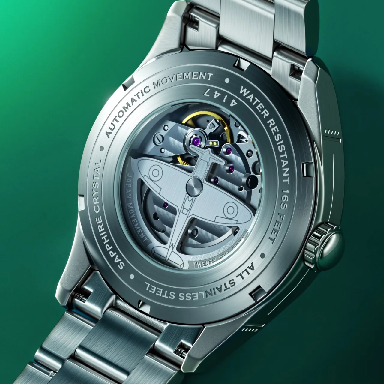 AVI-8 Spitfire Type 300 Automatic Green AV414722 detay görseli 4