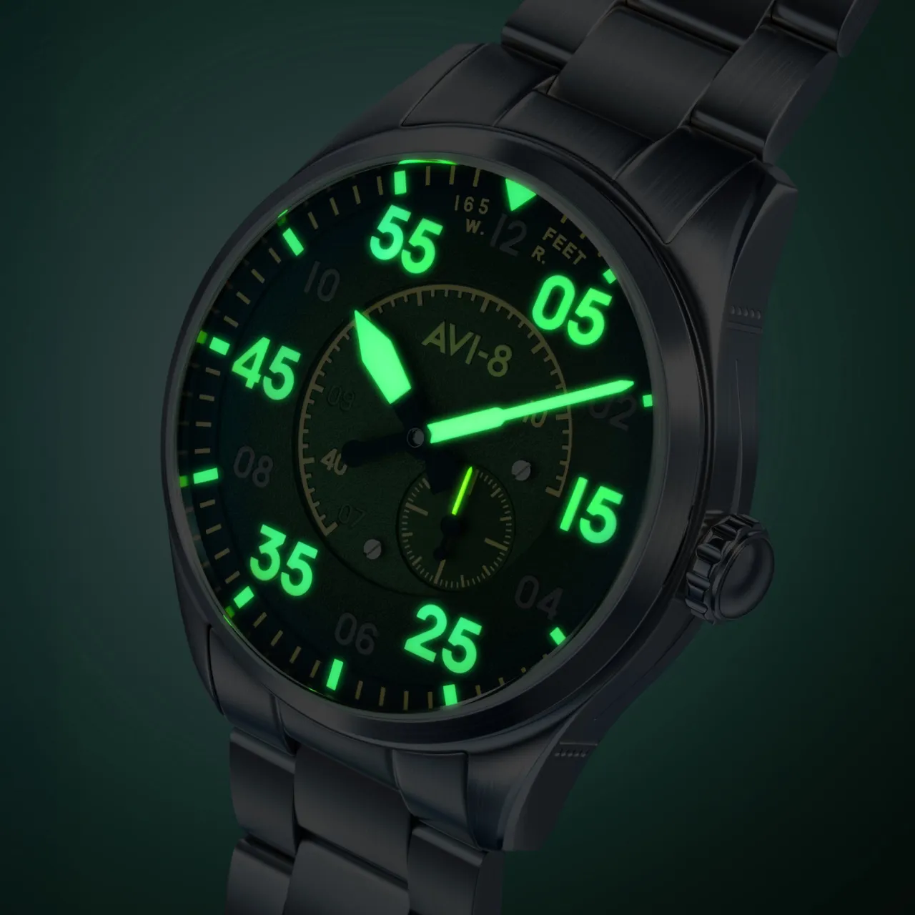 AVI-8 Spitfire Type 300 Automatic Green AV414722 detay görseli 5