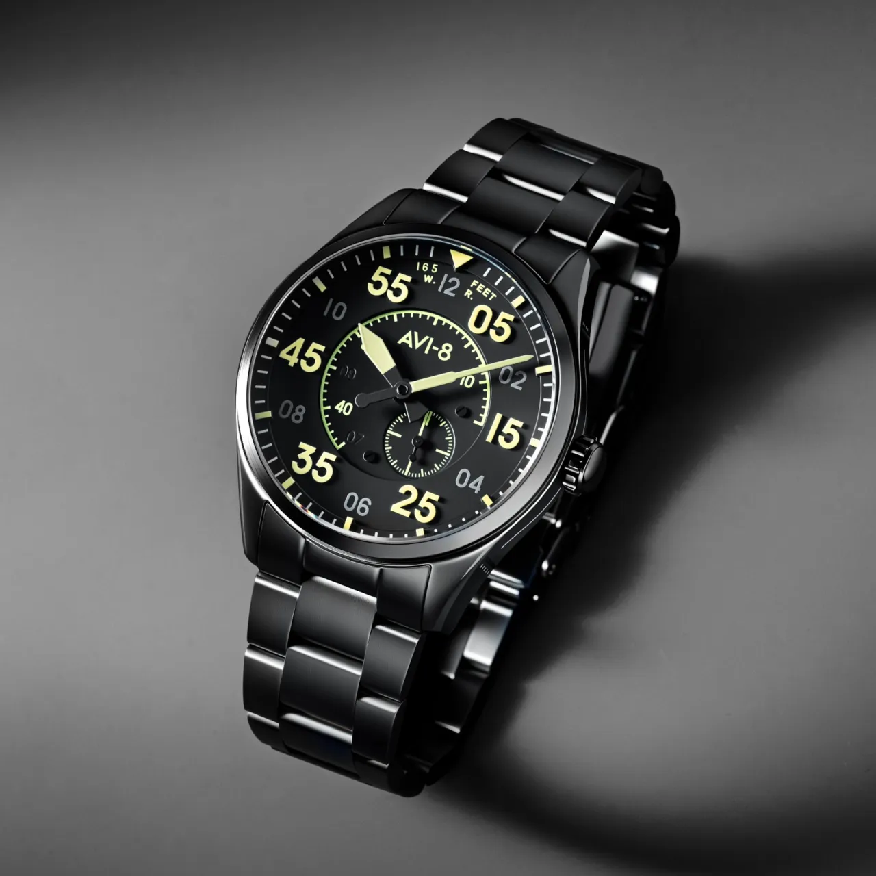 AVI-8 Spitfire Type 300 Automatic Black AV414744 detay görseli 3