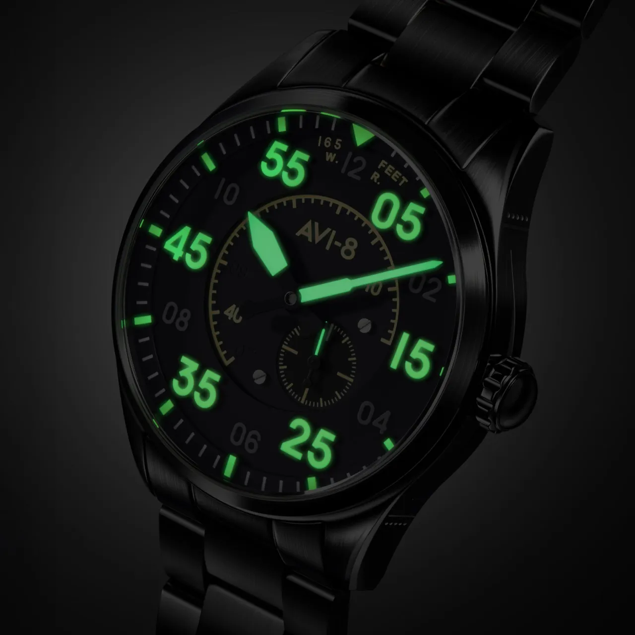 AVI-8 Spitfire Type 300 Automatic Black AV414744 detay görseli 5