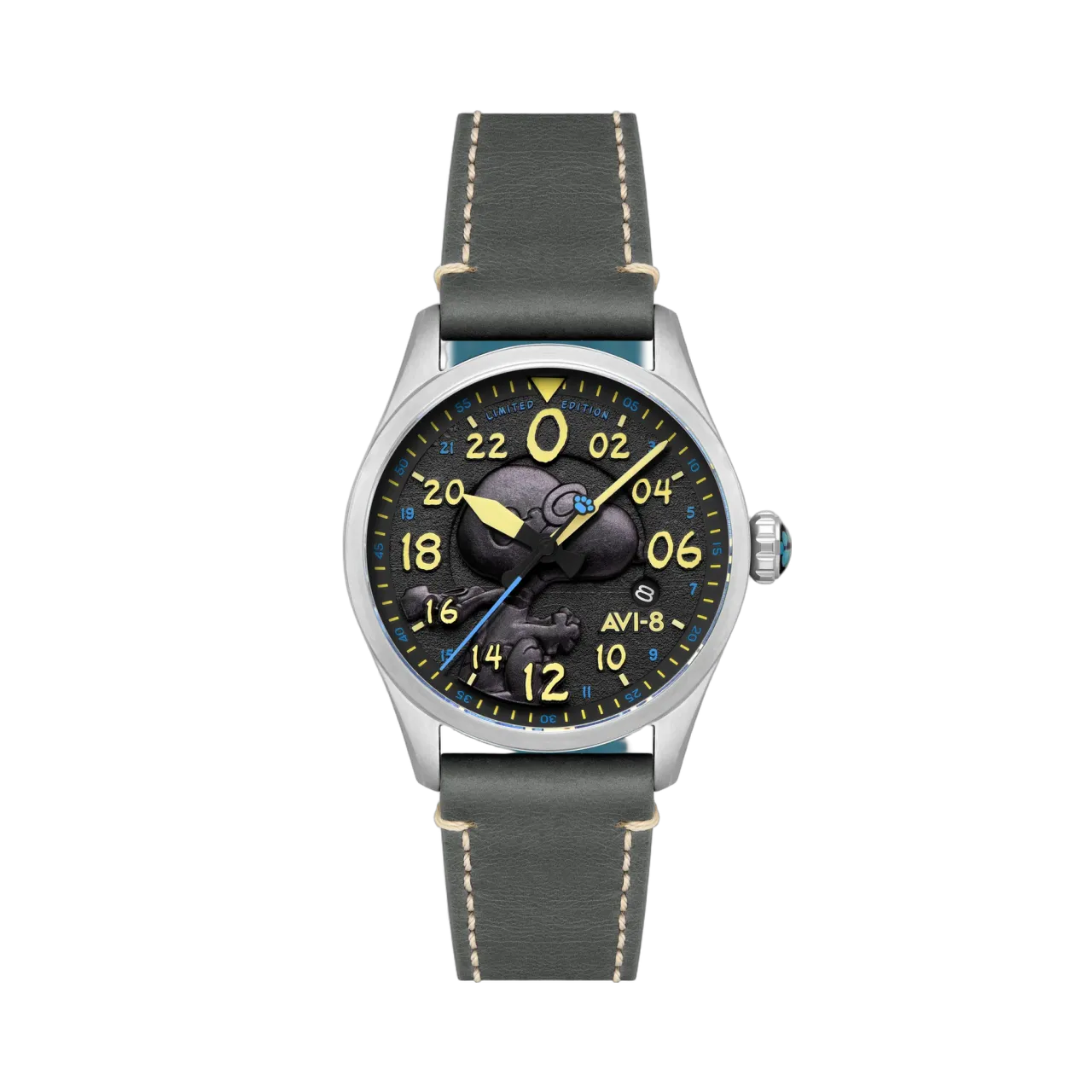 AVI-8 Spitfire Peanuts Snoopy Flying Ace 24 Hour Automatic Charcoal Grey AV415001