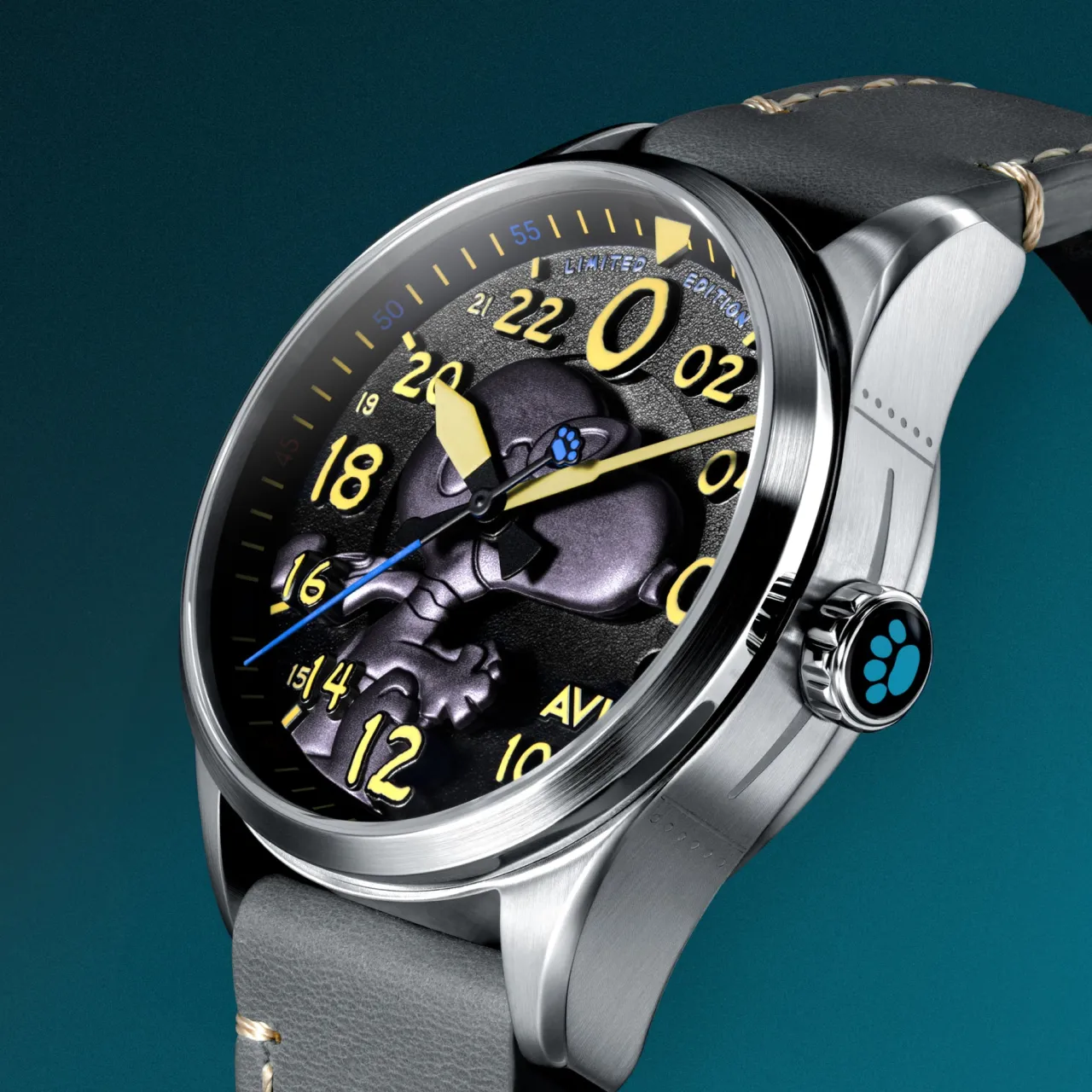 AVI-8 Spitfire Peanuts Snoopy Flying Ace 24 Hour Automatic Charcoal Grey AV415001 detay görseli 3