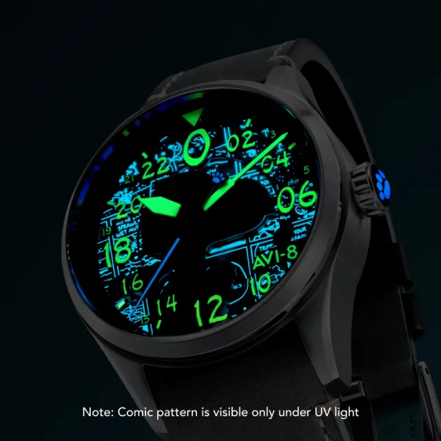 AVI-8 Spitfire Peanuts Snoopy Flying Ace 24 Hour Automatic Charcoal Grey AV415001 Görsel 8