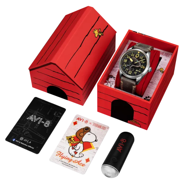 AVI-8 Spitfire Peanuts Snoopy Flying Ace 24 Hour Automatic Charcoal Grey AV415001 Görsel 10