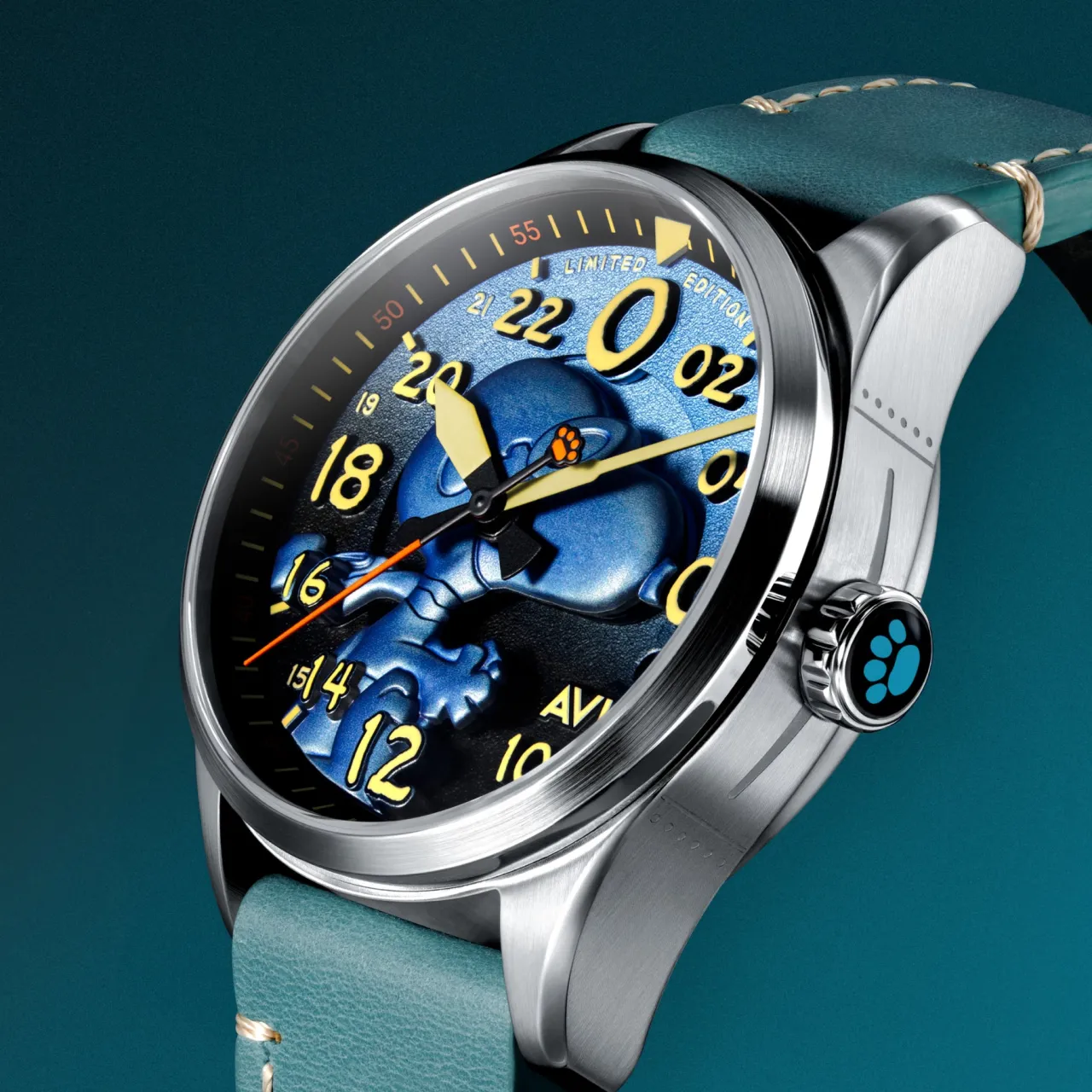 AVI-8 Spitfire Peanuts Snoopy Flying Ace 24 Hour Automatic Azure Blue AV415003 detay görseli 3
