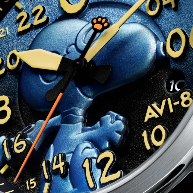 AVI-8 Spitfire Peanuts Snoopy Flying Ace 24 Hour Automatic Azure Blue AV415003 Görsel 7